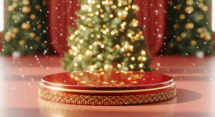 JPG 편집이미지 백그라운드 크리스마스 겨울 장식 빨간색 빛 반짝임 세트 크리스마스트리 축제 무대 원형 분위기 이미지편집 AI컴퓨터그래픽 AI콘텐츠 도형 계절 기념일 컬러 컨셉 모션 파일형식