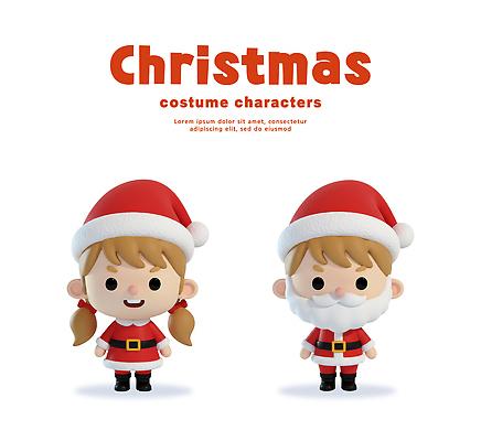 PSD 편집이미지 캐릭터 옷 계절 어린이 크리스마스 놀이 소녀 소년 산타클로스 귀여움 축제 기쁨 축하 편집3D 여자 기념일 남자 감정 컨셉 사람 3D 파일형식