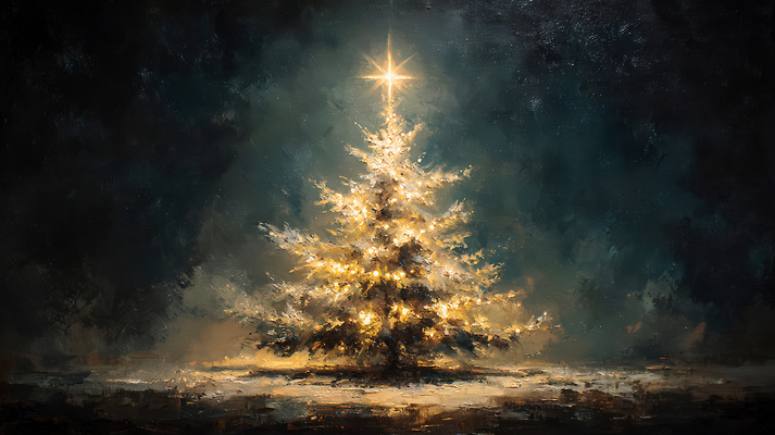 JPG 나무 별 크리스마스 설경 겨울 야경 일러스트 자연 조명 장식 빛 크리스마스트리 환경 축제 어둠 고요 분위기 신비 환상 국내일러스트 AI일러스트 AI콘텐츠 자연요소 식물 계절 기념일 컨셉 풍경 야간 생태계 파일형식 풍경_경치