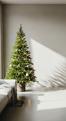 JPG 편집이미지 크리스마스 거실 휴식 실내 따뜻함 장식 초록색 인테리어 햇빛 크리스마스트리 평화 편안함 오브젝트 모던 연말 편집실사 AI포토 AI콘텐츠 디자인 기념일 컬러 컨셉 내부 태양 감각 CG 파일형식