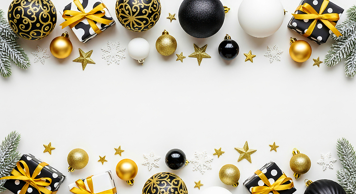 식물 기념일 컬러 크리스마스 이벤트 CG 파일형식 장식 선물 연말 금색 검은색 흰색 축제 감정 나무 크리스마스트리 파티 편집실사 편집이미지 JPG