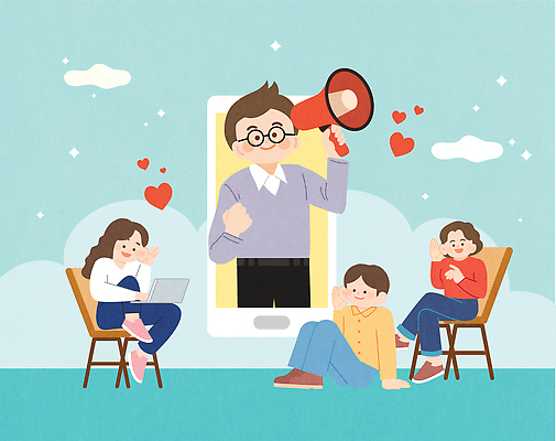 일러스트 가족 모션 기술 이야기 대화 사랑 웃음 사람 앉기 여러명 친구 스마트폰 스크린 소리 다양 모임 표현 즐거움 소통 국내일러스트 AI파일 감정 다수 컨셉 관계 표정 말하기 핸드폰 스마트기기 파일형식 벡터