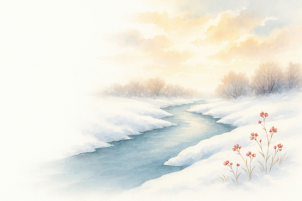 JPG 나무 식물 꽃 컬러 꽃밭 겨울 일러스트 자연 하늘 풍경 물 강 일출 고요 흐름 물가 강가 겨울풍경 국내일러스트 자연요소 계절 컨셉 노을 생태계 파일형식