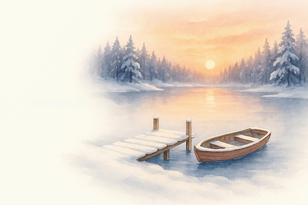 JPG 나무 호수 겨울 일러스트 자연 아침 산 따뜻함 풍경 물 태양 일출 항구 고요 보트 수면 숲 조용 수평선 겨울풍경 국내일러스트 주간 자연요소 식물 계절 배_교통 교통시설 노을 생태계 파일형식