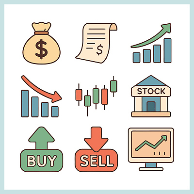문자 컨셉 비즈니스 금융 경제 쇼핑 사무용품 재산 파일형식 벡터 주식 거래 돈 서류판 기호 구매 매도 투자 증권 수익 손실 시장 분석 AI파일 재테크 일러스트 국내일러스트