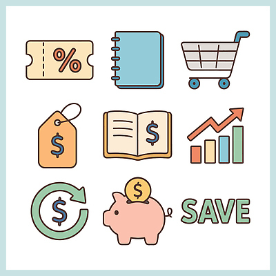 문자 컨셉 금융 파일형식 벡터 재정 관리 도구 기호 저축 소비 계획 거래 통계 쇼핑 경제 시장 보고서 결제 AI파일 재테크 일러스트 국내일러스트