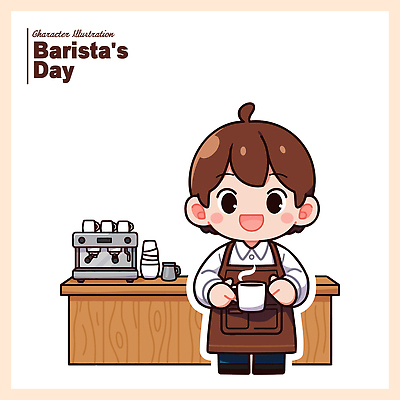 남자 커피 음료 일러스트 아침 일상 컵 카페 우유 작업 수증기 커피메이커 고객 서비스 준비 주말 바리스타 에스프레소 국내일러스트 AI파일 주간 직업 식기 유제품 사람 라이프 상점 커피용품 파일형식 벡터