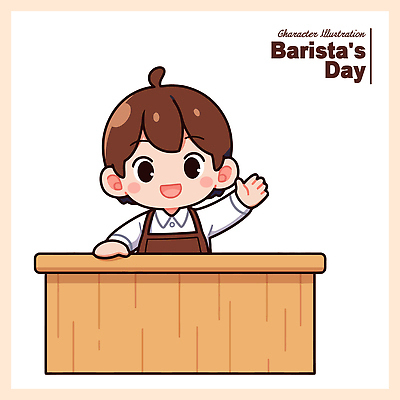 남자 커피 음료 일러스트 아침 친절 대화 웃음 사람 일상 카페 인사 업무 작업 계산대 고객 서비스 주말 바리스타 국내일러스트 AI파일 주간 직업 표정 말하기 라이프 상점 예절 파일형식 벡터