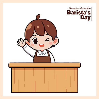 캐릭터 손 남자 커피 음료 일러스트 모션 탁자 대화 사람 일상 귀여움 카페 즐거움 서비스 준비 손인사 바리스타 일과 환영 국내일러스트 AI파일 직업 감정 가구 컨셉 말하기 라이프 신체부위 상점 인사 파일형식 벡터