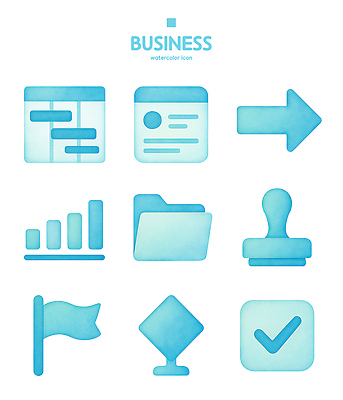 PSD 아이콘 디자인 비즈니스 그래프 수채화 도장 자료 정보 확인 문서 폴더 목록 서류판 2D아이콘 사무용품 파일 파일형식