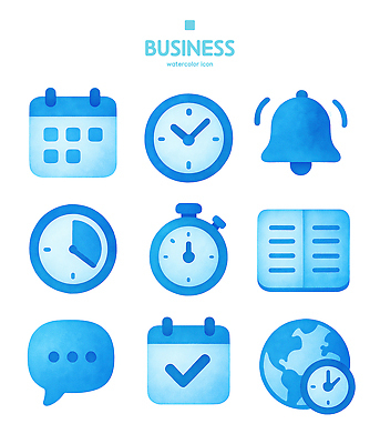 PSD 아이콘 디자인 시계 비즈니스 관리 대화 그래픽 세계 달력 시간 계획 알림 오브젝트 체크리스트 2D아이콘 컨셉 말하기 파일형식