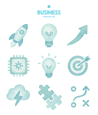 PSD 아이콘 디자인 화살표 비즈니스 전구 그래픽 물감 로켓 퍼즐 목표 번개 먹구름 전략 창의성 2D아이콘 컨셉 날씨 미술도구 파일형식 구름_자연