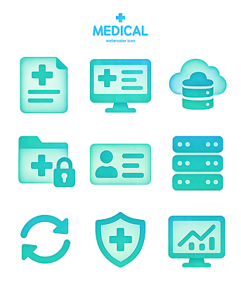 PSD 아이콘 의학 관리 컴퓨터 자료 정보 보호 문서 보안 시스템 클라우드서비스 개인정보 데이터베이스 서버 2D아이콘 컨셉 안전 전자제품 서비스 파일형식