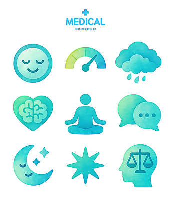 PSD 아이콘 감정 별 의학 건강 대화 심장 수면 영혼 균형 명상 뇌 2D아이콘 자연요소 말하기 물 장기_의학 파일형식
