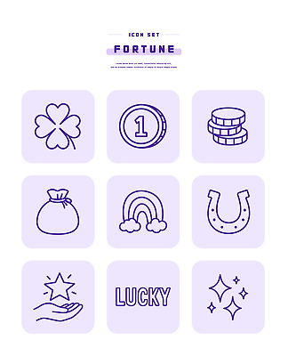 자연요소 아이콘 문자 컨셉 돈 신체부위 파일형식 벡터 행운 기호 클로버 동전 지갑 무지개 말뚝 손 별 재정 2D아이콘 AI파일 운세