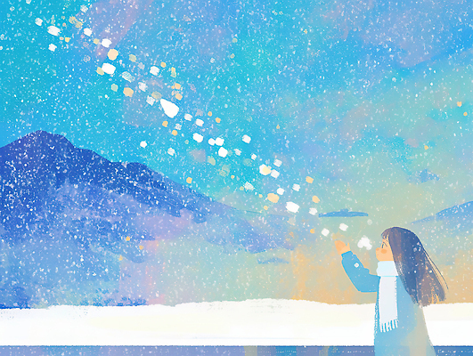 자연요소 계절 여자 어린이 컨셉 모션 날씨 신체부위 생태계 파일형식 겨울 하늘 별 소녀 손 자연 풍경 반짝임 캐릭터 컬러 상상력 축제 신비 동화 뷰티풀 JPG 일러스트 국내일러스트 눈