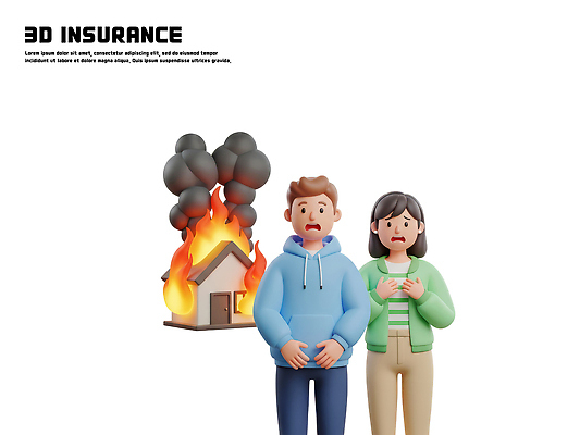 PSD 편집이미지 여자 남자 생각 불 주택 표정 이야기 일상 그래픽 3D 연기 걱정 화재 보험 편집3D 자연요소 감정 사람 건물 라이프 사건 디지털합성 파일형식