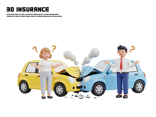 PSD 편집이미지 여자 남자 자동차 대화 3D 놀람 충돌 교통사고 보험 자동차사고 보험회사 사고현장 피해자 편집3D 감정 육상교통 회사 표정 말하기 사람 피해 사건 디지털합성 파일형식