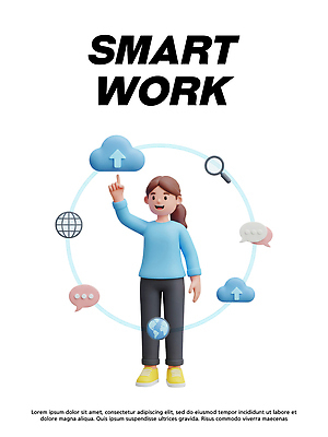 PSD 편집이미지 캐릭터 비즈니스 기술 세계 사무실 자료 정보 업무 스마트 직원 온라인 클라우드서비스 문제해결 의사소통 편집3D 컨셉 3D 작업 서비스 파일형식