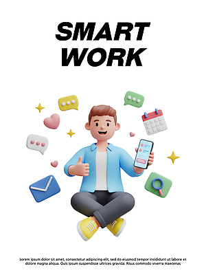 PSD 편집이미지 캐릭터 남자 비즈니스 모바일 기술 스마트폰 디지털 업무 작업 메시지 계획 스마트 편리함 소통 편집3D 컨셉 사람 핸드폰 스마트기기 3D 파일형식