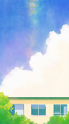 JPG 계절 컬러 일러스트 학교 자연 하늘 바람 풍경 파란색 빛 고요 봄 감상 공간 흰색 입자 떨어짐 그림 뷰티풀 순간 국내일러스트 AI일러스트 AI콘텐츠 자연요소 교육 컨셉 날씨 생태계 파일형식