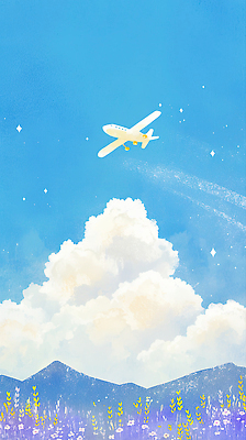 JPG 여행 하늘색 백그라운드 일러스트 자연 하늘 날씨 산 비행기 풍경 일상 공중 파란색 비행 그림 낙관 웅장함 국내일러스트 컬러 항공교통 대중교통 라이프 생태계 파일형식