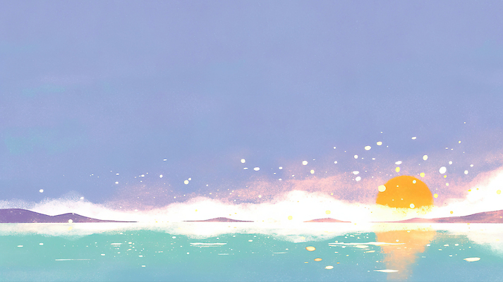 자연요소 계절 바다 컬러 물 태양 노을 생태계 파일형식 일몰 수평선 파도 햇빛 물결 하늘 풍경 자연 반사 섬 파란색 수면 그림 여름 일러스트 국내일러스트 JPG 일출 새해