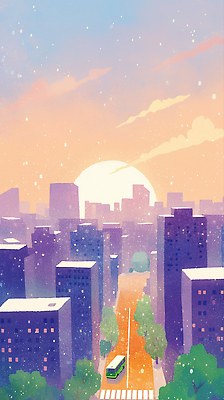 식물 건축물 계절 육상교통 컬러 컨셉 대중교통 노을 생태계 파일형식 도시 일몰 기차 풍경 하늘 주황색 건물 거리 나무 겨울 장면 교통 시간 분위기 날씨 자연 일러스트 국내일러스트 JPG 일출 새해