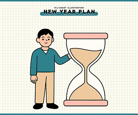 캐릭터 디자인 남자 백그라운드 일러스트 새해 그래픽 시간 계획 모래시계 그림 격자 시간관리 목표설정 2023년 국내일러스트 AI파일 모래 시계 컨셉 무늬 사람 연도 파일형식 벡터