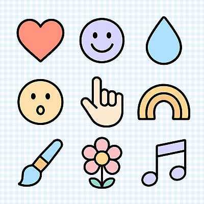 아이콘 손 기호 디자인 교육 꽃 컬러 백그라운드 무지개 노래 미소 물방울 도구 하트 그리기 평면 2D아이콘 AI파일 자연요소 모양 식물 문자 음악 모션 표정 신체부위 파일형식 벡터