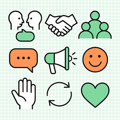 아이콘 컨셉 비즈니스 모션 말하기 예절 파일형식 벡터 소통 협력 인사 대화 감정 사람 그룹 손짓 발표 회의 표현 이야기 교류 안내 2D아이콘 AI파일 교육