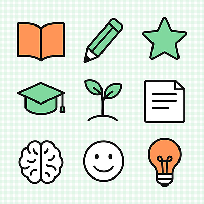 자연요소 식물 아이콘 교육 학용품 신체부위 필기구 사무용품 파일형식 벡터 학습 책 연필 별 졸업 나무 생명 메모지 뇌 얼굴 전구 생각 2D아이콘 AI파일