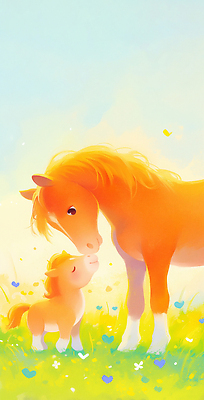 식물 시선 계절 꽃 감정 컬러 컨셉 포유류 모션 사람 생태계 파일형식 꽃밭 놀기 응시 초원 자연 하늘 노란색 파란색 사랑 동물 동반자 풍경 귀여움 어린이 행복 여름 일러스트 국내일러스트 JPG 말_동물