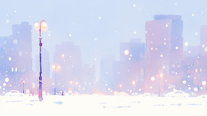 자연요소 건축물 계절 공공시설 길 교통시설 날씨 컬러풀 파일형식 겨울 도시 거리 가로등 건물 장면 보행자 교통 신호등 풍경 도로 교차로 조명 알록달록 대기 시간 일러스트 국내일러스트 JPG 눈