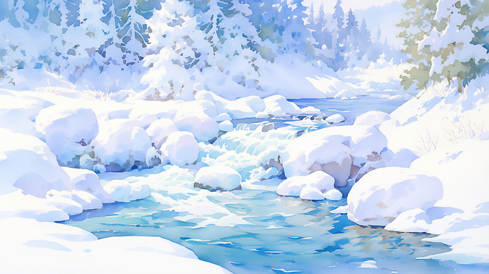 JPG 나무 물결 겨울 일러스트 자연 하늘 풍경 일상 물 강 계곡 얼음 흐름 눈 차가움 숲 강가 조용 흐림 국내일러스트 자연요소 식물 계절 컨셉 날씨 라이프 생태계 파일형식