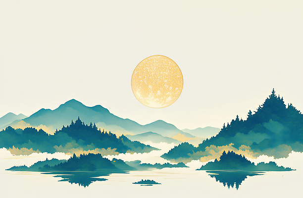 JPG 나무 여행 백그라운드 일러스트 자연 하늘 새해 산 풍경 물 태양 일출 탐험 대기 수면 숲 명상 전경 국내일러스트 자연요소 식물 노을 생태계 파일형식 탑뷰