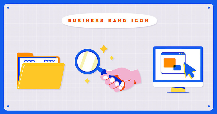 손 일러스트 비즈니스 관리 그래픽 컴퓨터 사무실 디지털 스크린 자료 정보 작업 검색 폴더 확대경 국내일러스트 AI파일 신체부위 전자제품 파일 파일형식 벡터