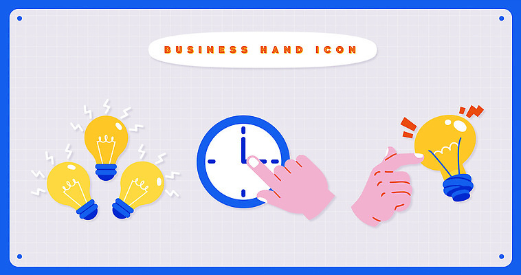 손 디자인 시계 일러스트 비즈니스 전구 모션 표시 아이디어 관리 그래픽 시간 창의력 창의성 국내일러스트 AI파일 컨셉 신체부위 파일형식 벡터
