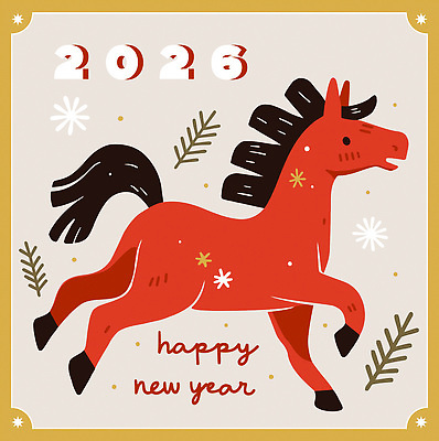 식물 동물 디자인 명절 기념일 예술 컬러 백그라운드 일러스트 모션 새해 미술 빨간색 달리기 말_게임 눈송이 연도 그림 말띠 해피뉴이어 2026년 국내일러스트 병오년 붉은말 AI파일 전통 문화예술 눈_날씨 이벤트 새해인사 십이지신 말_동물 파일형식 벡터