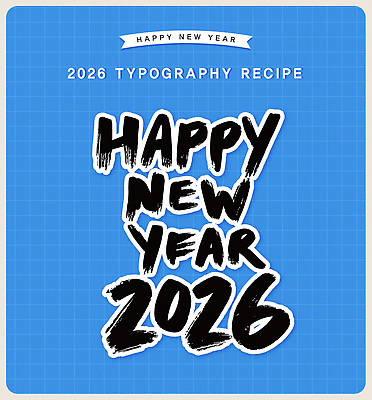 문자 컬러 컨셉 새해인사 예절 연도 파일형식 벡터 2026년 새해 디자인 파란색 기념 백그라운드 인사 작업 레시피 손글씨 예술 축하 이벤트 표현 타이포그라피 스타일 AI파일 일러스트 국내일러스트 캘리그라피 병오년 해피뉴이어