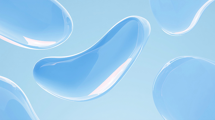 JPG 모양 편집이미지 디자인 하늘색 백그라운드 파란색 방울 투명 액체 그림 질감 부드러움 물질 수분_꽃가루 이미지편집 AI컴퓨터그래픽 AI콘텐츠 컬러 장식 감각 파일형식