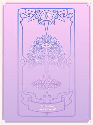 모양 나무 디자인 선 상징 분홍색 백그라운드 패턴 일러스트 가지 프레임 정원 보라색 운세 그림 뿌리 팬시 타로 타로카드 아르누보 국내일러스트 AI파일 식물 컬러 무늬 채소 미술 트럼프 파일형식 벡터