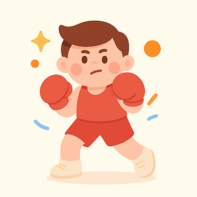 캐릭터 남자 어린이 스포츠 장갑 일러스트 모션 놀이 경기 빨간색 운동 주먹 권투 에너지 권투선수 체육 연습 그림 열정 액션 국내일러스트 AI파일 잡화 감정 컬러 운동선수 건강 사람 격투기 파일형식 벡터