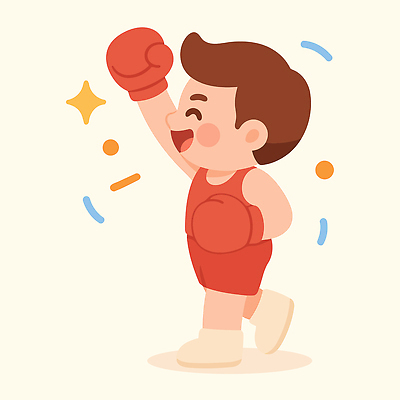 어린이 스포츠 백그라운드 일러스트 모션 운동선수 웃음 소년 운동 힘 주먹 권투 활발 기쁨 글러브 축하 우승 권투선수 목표 즐거움 단순화된 빨간옷 국내일러스트 AI파일 옷 남자 감정 스포츠용품 장갑 컨셉 표정 건강 사람 격투기 최고 파일형식 벡터