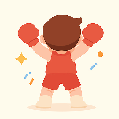 남자 얼굴 어린이 스포츠 신체 일러스트 모션 소년 뒷모습 장식 빨간색 운동 권투 기쁨 양손 축하 우승 권투글러브 권투선수 즐거움 승자 시상대 국내일러스트 AI파일 손 감정 뷰포인트 컬러 컨셉 운동선수 건강 사람 신체부위 격투기 글러브 최고 파일형식 벡터