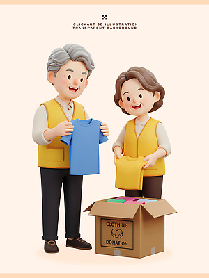 감정 컨셉 관계 성인 3D 봉사 도움 파일형식 노년 기부 옷 정리 상자 나누기 자선 사랑 가족 모션 소통 협력 편집이미지 편집3D PSD 자원봉사자