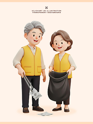 부부 공공시설 컨셉 성인 3D 도움 생태계 국민 파일형식 줍기 환경 쓰레기 노부부 청소 쓰레기줍기 공원 작업 모션 자연 봉사 시민 편집이미지 편집3D PSD 자원봉사자 노년