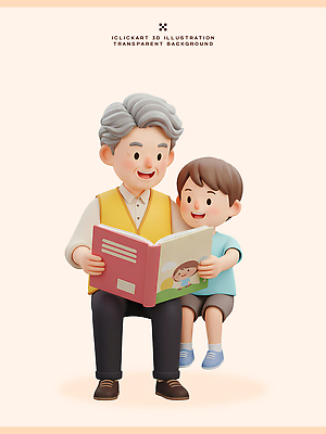 노년 남자 감정 컨셉 관계 표정 성인 3D 도움 손주 파일형식 책 독서 손자 할아버지 이야기 가족 시간 교육 즐거움 만남 사랑 상호작용 웃음 놀이 편집이미지 편집3D PSD 봉사 자원봉사자