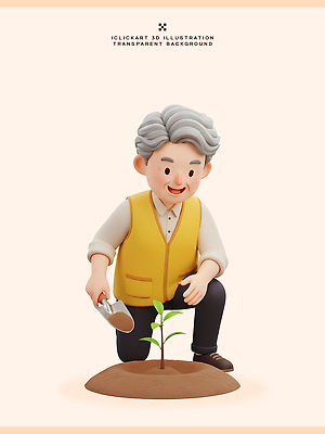 식물 모션 성인 신체부위 3D 도움 생태계 돌봄 파일형식 노년 나무 정원 심기 도구 손 무릎 자연 작업 취미 기르기 성장 공간 편집이미지 편집3D PSD 봉사 자원봉사자