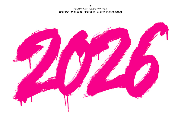 문자 컬러 컨셉 연도 파일형식 벡터 2026년 새해 분홍색 디자인 기념 이벤트 축하 그래픽 표현 숫자 축제 문화 상징 창의성 그림 일러스트 국내일러스트 AI파일 캘리그라피 타이포그라피 병오년